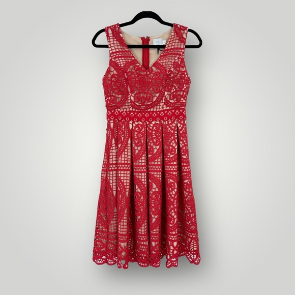 Anthropologie HD in Paris Dresses & Skirts - HD in Paris Dress Anthropologie Women 0 Amira Coral Lace Beige Lined Sleeveless